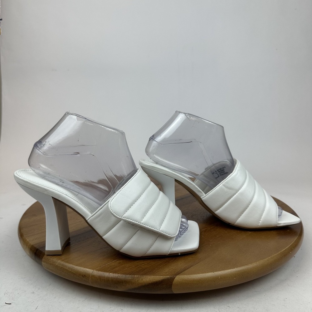 New Womens Topshop Ross Quilted White Faux Leather Heeled Sandals Size 8 M NWOB